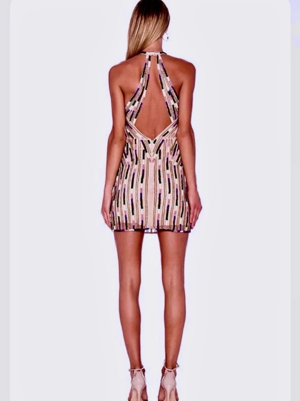 NWT X NBD Kenya Beaded Halter Mini Dress S MSRP $545 - Picture 2 of 14